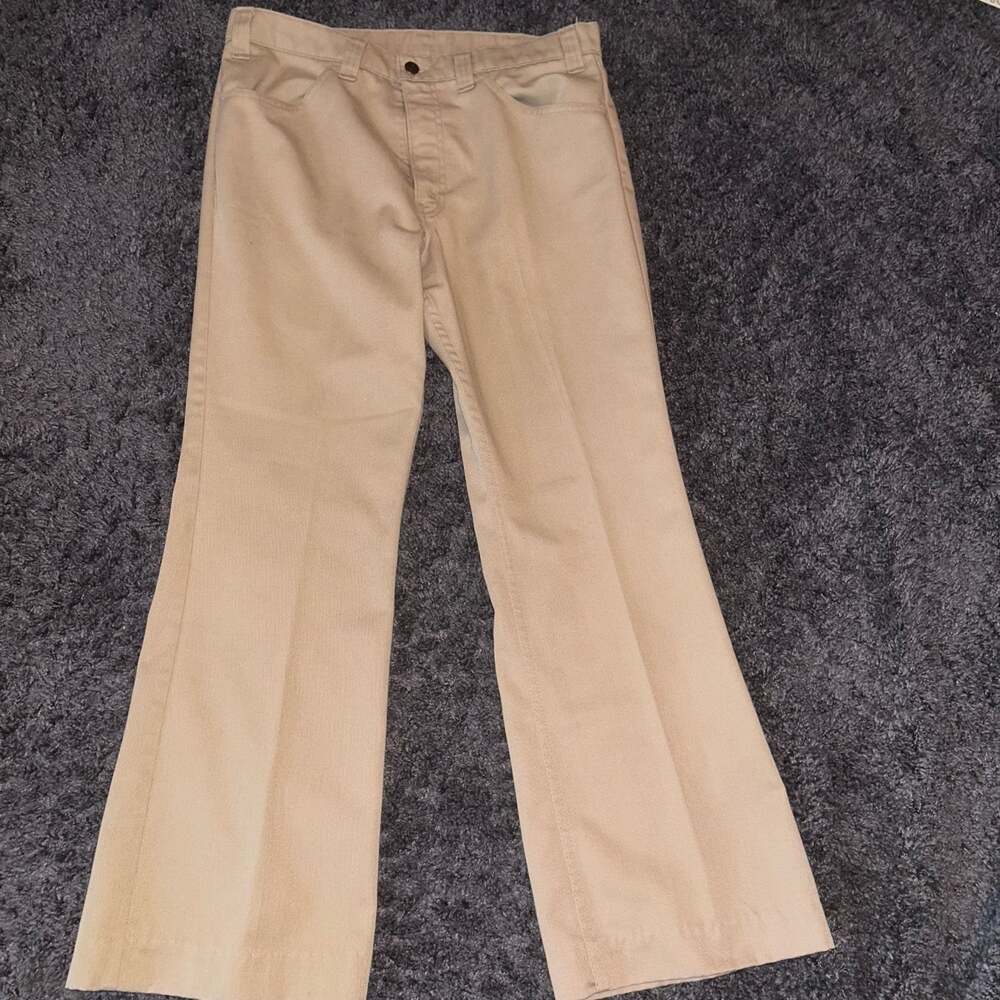 Vintage 70s Levi's for Men White Tab Flare Leg Tan Slacks 32x30